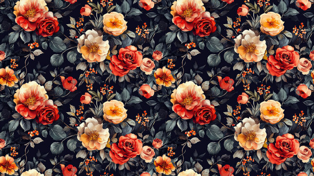 Watercolor seamless pattern featuring vintage floral bouquets elegant design element for fashion prints and decorative projects spring vibe botanical illustration