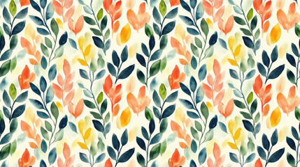 Seamless pattern of abstract botanical illustrations featuring minimalistic floral textures on a watercolor paper background ideal for textile designs home decor wallpaper