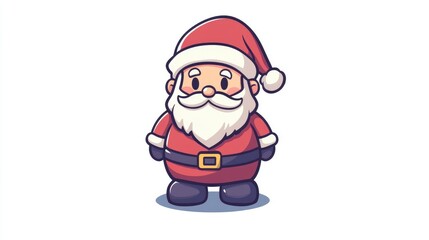 Children's drawing of Santa Claus in a red coat and hat on a clean white background New Year's Eve happy holiday