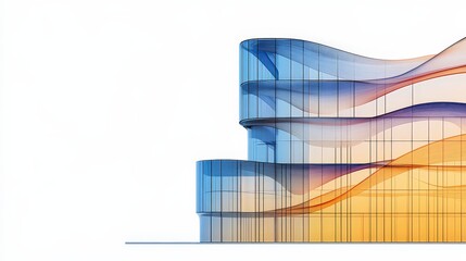 Abstract Futuristic Building Concept with Flowing Forms