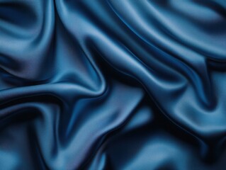 Obraz premium A luxurious abstract background featuring rich blue satin fabric. The smooth, flowing texture creates a sophisticated and elegant visual appeal.