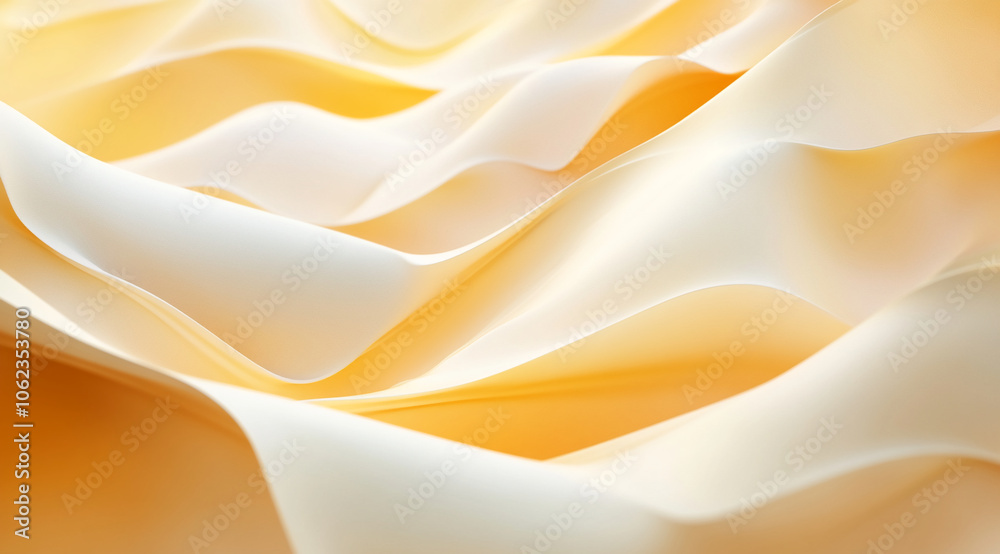 Poster a close-up of a soft, yellow fabric, gently folded and draped. the light catches the curves of the m