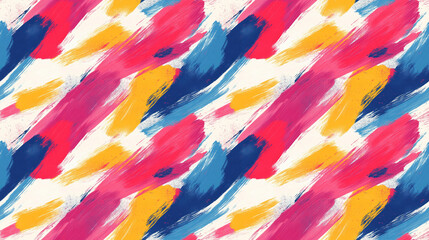 Colorful seamless pattern of brushed painted abstract background showcasing vibrant brush strokes in a modern 2D illustration