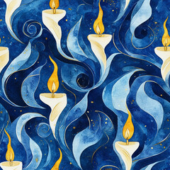 seamless background all over pattern of Hanukkah candles