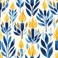seamless background all over pattern of Hanukkah candles