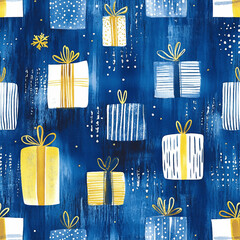 seamless background all over pattern of Hanukkah gifts