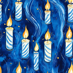 seamless background all over pattern of Hanukkah candles