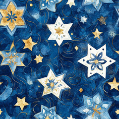 seamless background all over pattern of Hanukkah stars