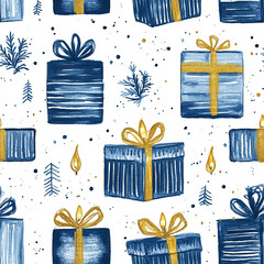 seamless background all over pattern of Hanukkah gifts