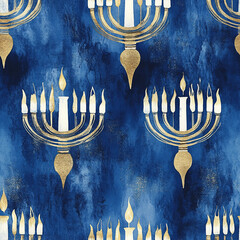 seamless background all over pattern of Hanukkah menorahs