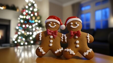 Obraz premium Christmas festive garland with lights