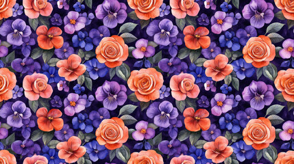 Watercolor Seamless Pattern Featuring Roses