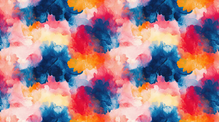 Fototapeta premium Colorful abstract painting seamless pattern with macro details highlighting ink color mixing perfect for textile design