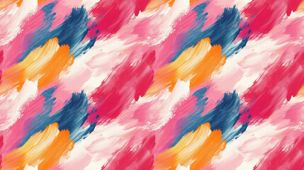 Colorful seamless pattern of abstract paint texture showcasing close up macro details of painterly brush strokes on canvas for vibrant wallpaper design
