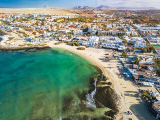 Fototapeta premium Aerial drone view of Corralejo, Fuerteventura, Canary Islands, Spain