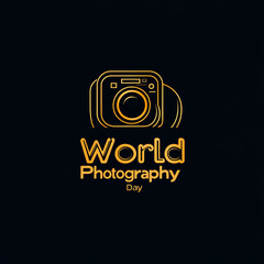 The logo consists of an abstract-style shape, the text World Photography Day, a camera,written in bold letters