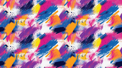 Artistic seamless pattern featuring vibrant brush strokes on canvas ideal for modern wall art decor abstract drawing backgrounds creative fashion prints psychedelic posters