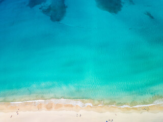 Aerial drone view of Costa Calma beach during the sunset,Fuerteventura, Canary Islands