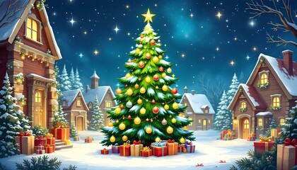 Merry christmas tree and design