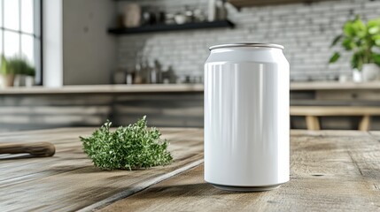 White Blank Can with Can Cooler Mockup 3D Render