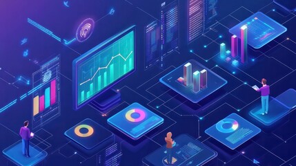 Working Data Analytics and Data Management Systems and Metrics connected to corporate strategy database for Finance, Intelligence, Business Analytics with Key Performance Indicators, social network