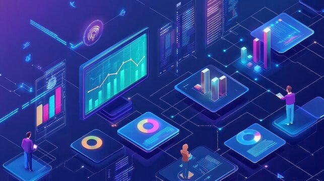 Working Data Analytics and Data Management Systems and Metrics connected to corporate strategy database for Finance, Intelligence, Business Analytics with Key Performance Indicators, social network