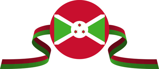 Burundi flag with ribbon behind