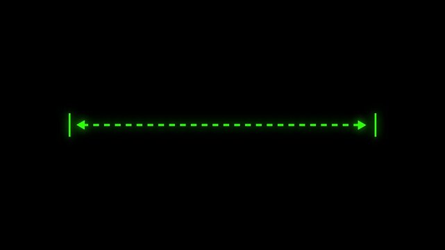 Measuring distance length Green color dotted line animation . HUD 4K video