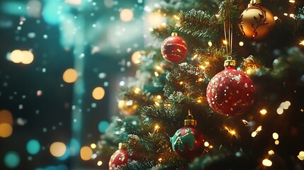 Christmas tree with handmade ornaments and twinkling lights