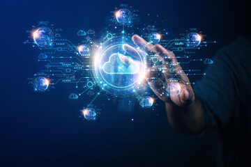 cloud technology concept Global network of metaverse systems exchange of information global...