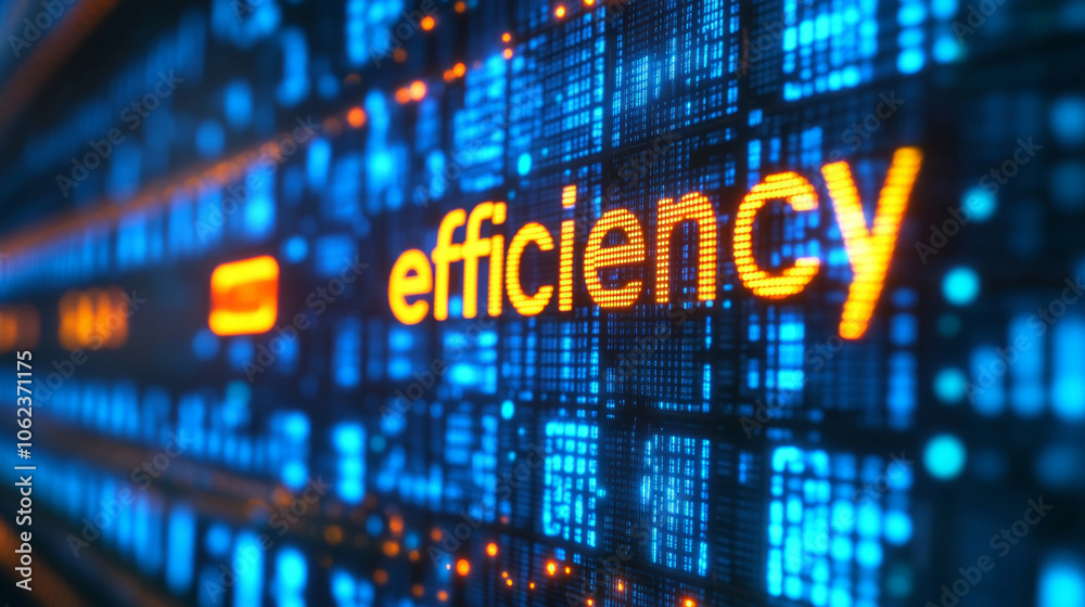 Poster innovative clock display emphasizing the concept of efficiency with dynamic led visuals in a modern 