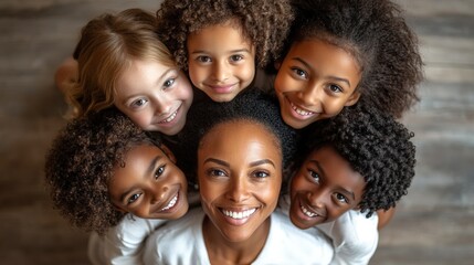 Obraz premium Joyful Multi Ethnic Family Portrait with Kids