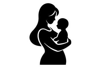 Mother and Child Silhouette. Vector Illustration 