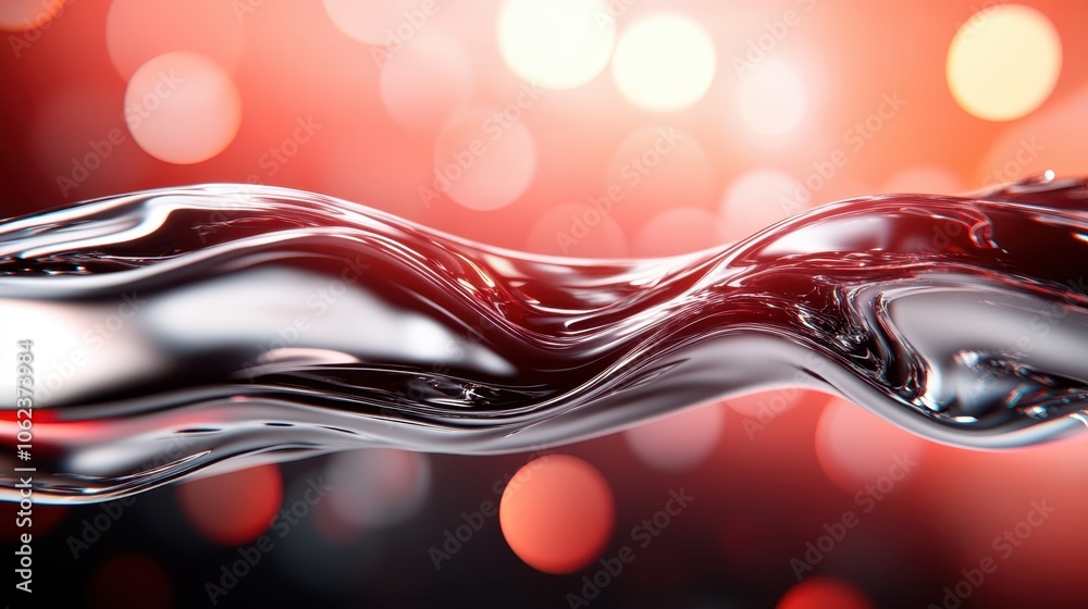 Poster a flowing silver wave amidst a captivating red bokeh background creates an abstract visual of moveme