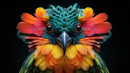 Fototapeta premium Colorful Exotic Bird with Vibrant Feathers Close Up