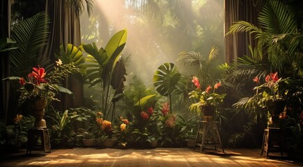 landscape with grass and sky, landscape with fields, panoramic view of green forest landscape, green jungle