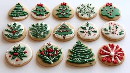 Fototapeta premium Christmas gingerbread cookie patterns with frosting details