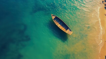 Fototapeta premium Aerial View of Boat in Clear Water