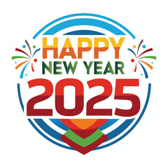 happy new year 2025 vector logo design