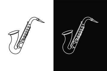 Naklejka premium Saxophone flute icon on White Background Vector Art Illustration on white background.
