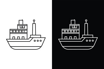 Obraz premium Cargo ship icon on White Background Vector Art Illustration on white background.