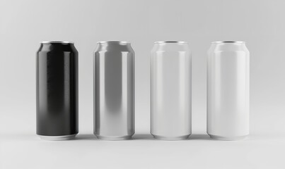 A photorealistic model of empty aluminum cans for branding ideas and design presentations, Generative AI.