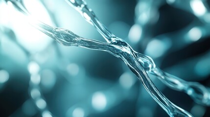 An artistic depiction of translucent light strands creating a network, using intricate reflections and refractions to evoke a sense of fluidity and connection.
