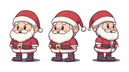 Obraz premium Children's drawing of Santa Claus in a red coat and hat on a clean white background New Year's Eve happy holiday