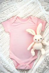 Mockup Pink Baby Onesie