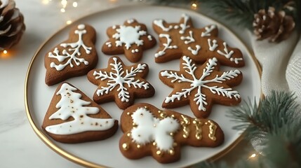 Gingerbread cookies with festive decorations