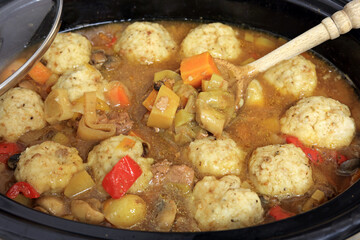stew with vegetables and dumplings