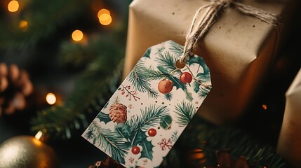 New Year cheerful gift tag designs with seasonal motifs