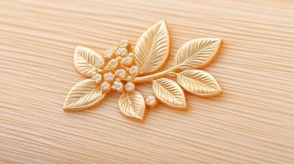 Fototapeta premium Elegant floral jewelry design with gold leaf and gemstones for luxury decoration