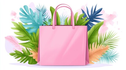 Cyber monday shopping frenzy with tropical elements
